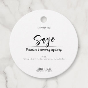 Sage Smudge Stick Minimal Modern Wedding Favour Tags
