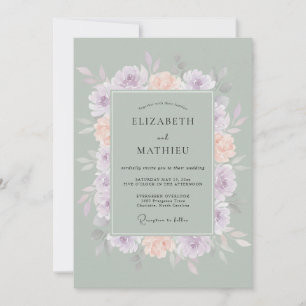 Sage Soft Floral Wedding Invitation