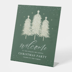 Sage Sparkly Christmas Trees Holiday Welcome Sign