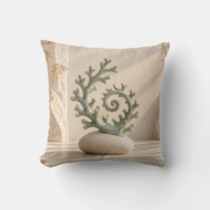 Sage Spiral Coral Minimal Coastal Still Life Cushion