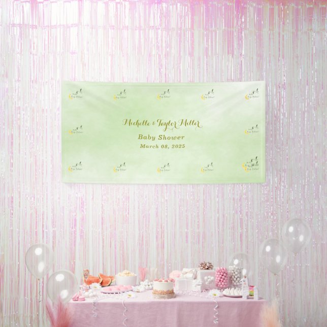 Sage Starlit Baby Boy Bliss Stork Special Delivery Banner (Party)