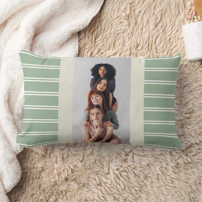 sage stripe throw pillow - photo personalised (Blanket)