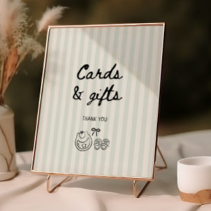 Sage Stripes Baby Shower Cards and Gifts Poster