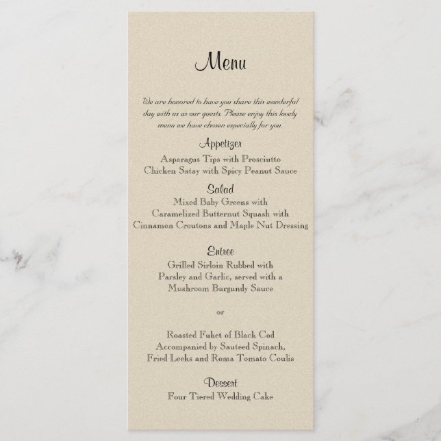 Sage Succulent Wedding Menu (Front)