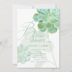 Sage Succulents Cactus Bridal Shower Invitation