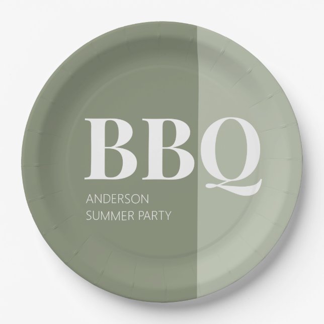 Sage Summer BBQ Party  Paper Plate (Front)