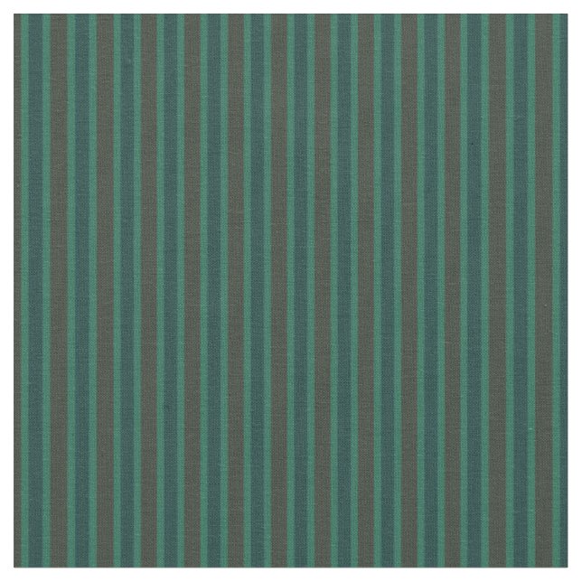 Sage, Teal & Chocolate Brown Vertical Stripes Fabric (Close Up)