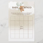 Sage Teddy Bear BINGO Baby Shower Games Flyer<br><div class="desc">Baby Bingo is a fun and interactive game perfect for any teddy bear themed baby shower. Each guest is given a bingo card to fill in with gifts you think will be opened. As the mum-to-be opens her gifts, guests mark off the corresponding items on their bingo card. The first...</div>