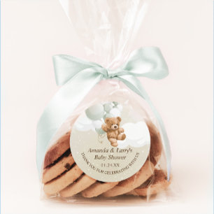 Sage Teddy Bear with Balloons Sticker