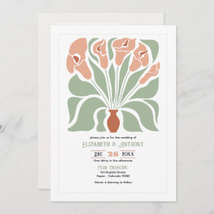 Sage & Terracotta Abstract Floral Boho Wedding Invitation