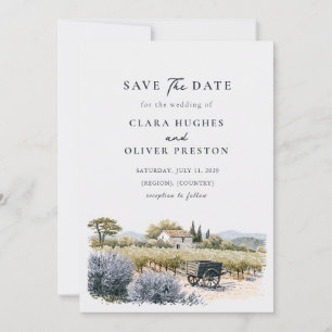Sage Terracotta Vine Rows Provence Wedding  Save The Date