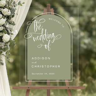 Sage The Wedding Of Handwritten Script Welcome Acrylic Sign