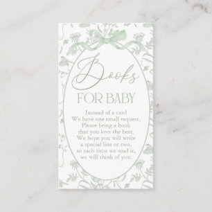 Sage toile Baby Shower Book  Enclosure Card