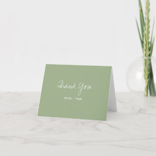 Sage Typography Wedding Thank You Card