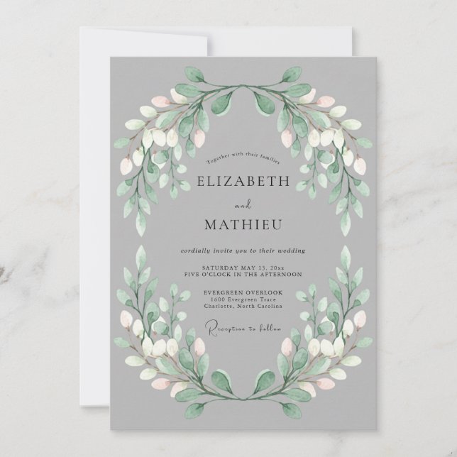 Sage Verdant Bloom Wedding Invitation (Front)