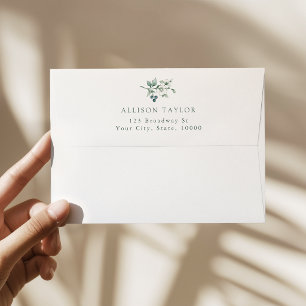 Sage Vintage Botanical Return Address Wedding Envelope
