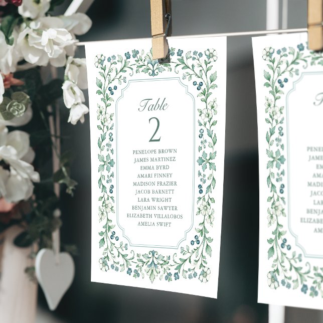 Sage Vintage Botanical table number seating chart (Sage Vintage Botanical table number seating chart)
