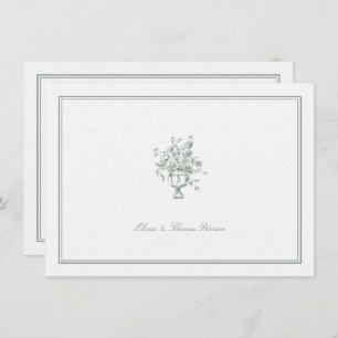 Sage Vintage Bouquet Classic Frame Wedding Couple Card