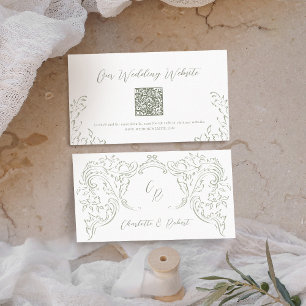 Sage Vintage Flourish QR code Website Card