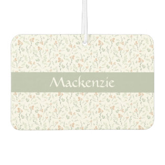 Sage Watercolor Wildflower Floral Custom Name Car Air Freshener