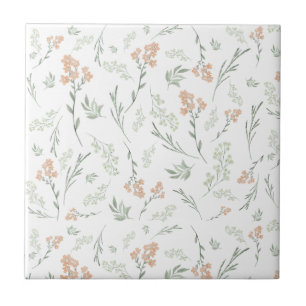 Sage Watercolor Wildflower Floral Tile