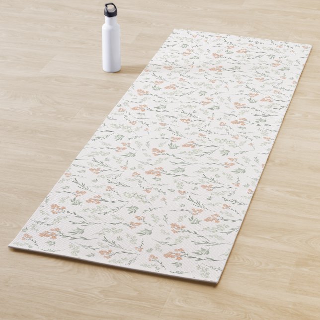 Sage Watercolor Wildflower Floral Yoga Mat (In Situ)