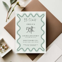 Sage Wavy Border 50th Birthday Invitation