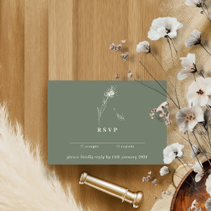 Sage Wedding Green Dandelion Kindly Reply Invitation
