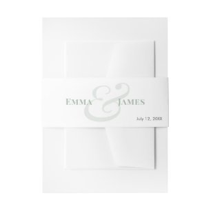 Sage Wedding Invitation Names & Monogram Belly Band