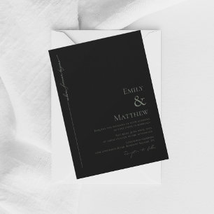 Sage Where Forever Begins Black Wedding Invitation