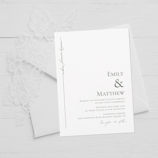 Sage Where Forever Begins Wedding Invitation (Creator Uploaded)