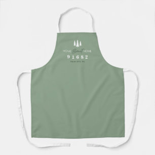 Sage White Home Sweet Home Custom Zip Code  Apron