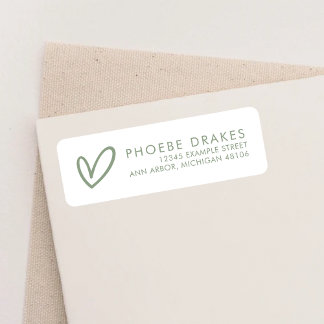 Sage & White Minimal Bridal Shower Return Address
