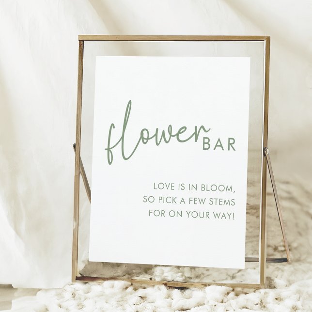 Sage & White Minimalist Bridal Shower Flower Bar Poster (Creator Uploaded)
