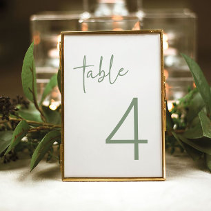 Sage & White Minimalist Script Bridal Shower Flat Table Number
