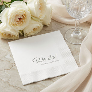 Sage & White Minimalist Script Wedding WE DO Napkin