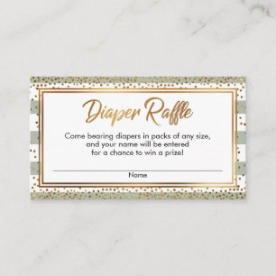 Sage & White Stripes, Confetti Diaper Raffle Cards