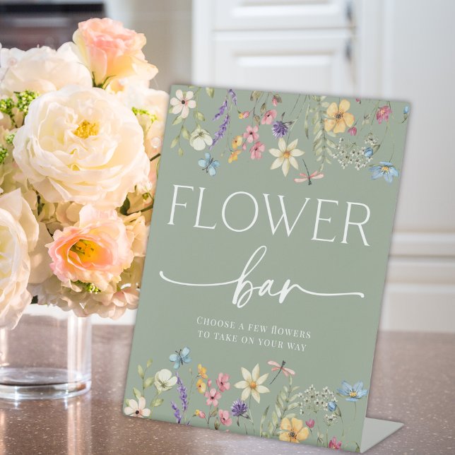 Sage Wildflower Bridal Shower Flower Bar Sign (Creator Uploaded)