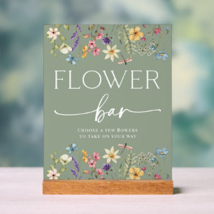 Sage Wildflower Bridal Shower Flower Bar Sign