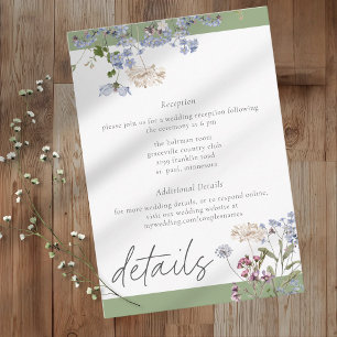 Sage Wildflower Garden Elegant Wedding Details Enclosure Card
