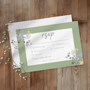 Sage Wildflower Garden Elegant Wedding RSVP Card