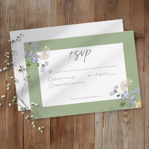 Sage Wildflower Garden Elegant Wedding RSVP Card