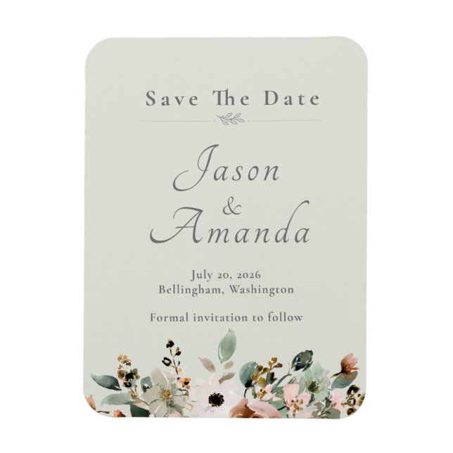 Sage Wildflowers Save the Date Magnet (Vertical)
