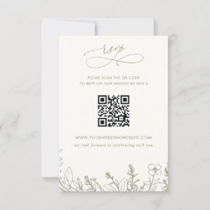 Sage Wildflowers Woodland Garden Floral QR CODE RSVP Card