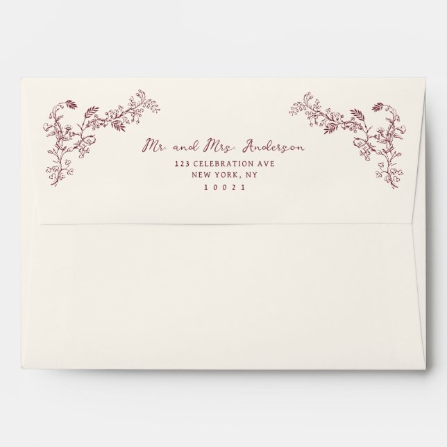 Sage Wine Vintage Chinoiserie Wedding  Envelope (Back (Top Flap))