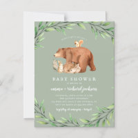 Sage Woodland Greenery Forest Animals Baby Shower