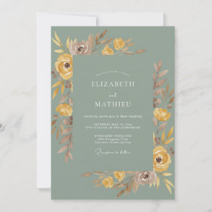 Sage Yellow Botanical Flourish Wedding Invitation