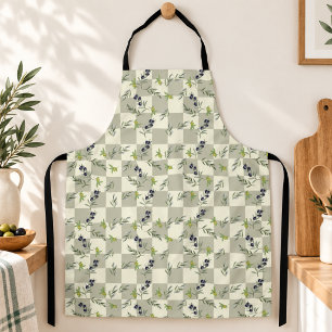 SageGreen Watercolor French Country Olive Pattern Apron