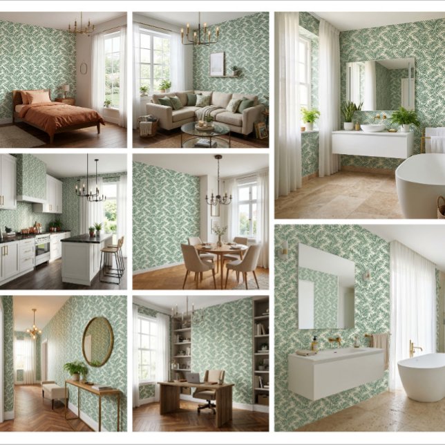 Sagehaven Fronds Tropical Sage Palm Wallpaper (The Sage Green Wallpaper Trend Designers Love)