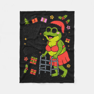 Sagging But Still Gagging Funny Christmas Frog Hol Fleece Blanket